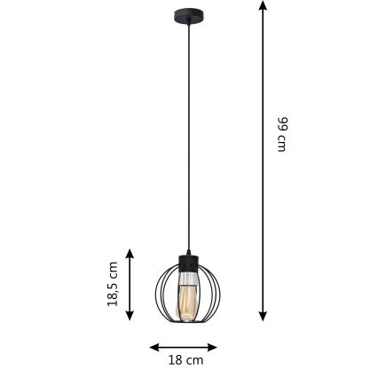 Pendel STARLIGHT 1xE27/15W/230V sort/sølvfarvet