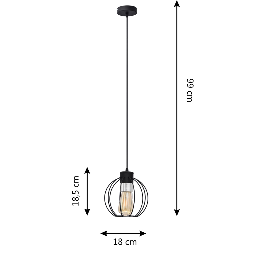 Pendel STARLIGHT 1xE27/15W/230V sort/sølvfarvet