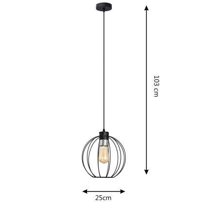 Pendel STARLIGHT 1xE27/15W/230V sort/sølvfarvet