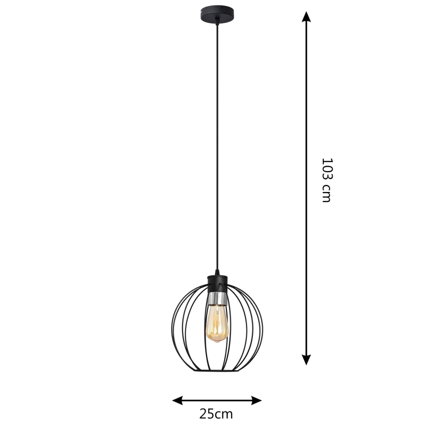 Pendel STARLIGHT 1xE27/15W/230V sort/sølvfarvet