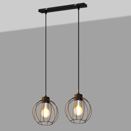 Pendel STARLIGHT 2xE27/15W/230V sort/sølvfarvet