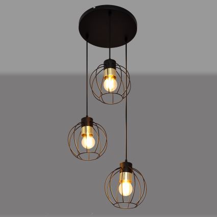 Pendel STARLIGHT 3xE27/15W/230V sort/gylden