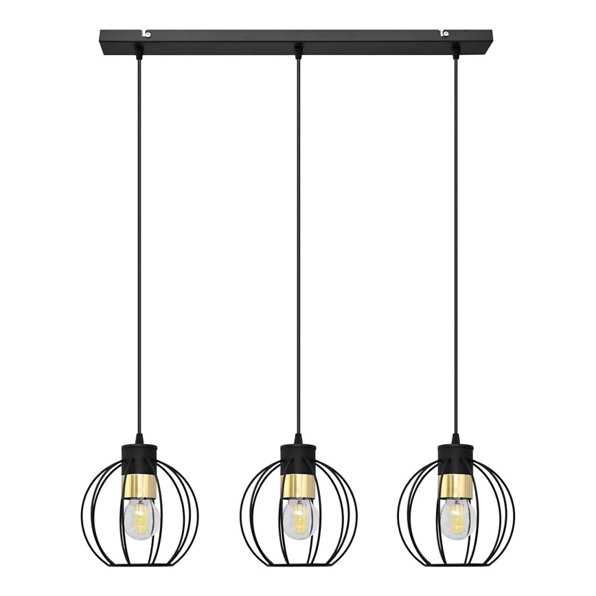 Pendel STARLIGHT 3xE27/15W/230V sort/gylden