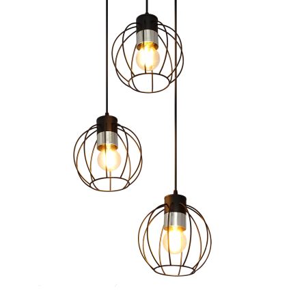 Pendel STARLIGHT 3xE27/15W/230V sort/sølvfarvet