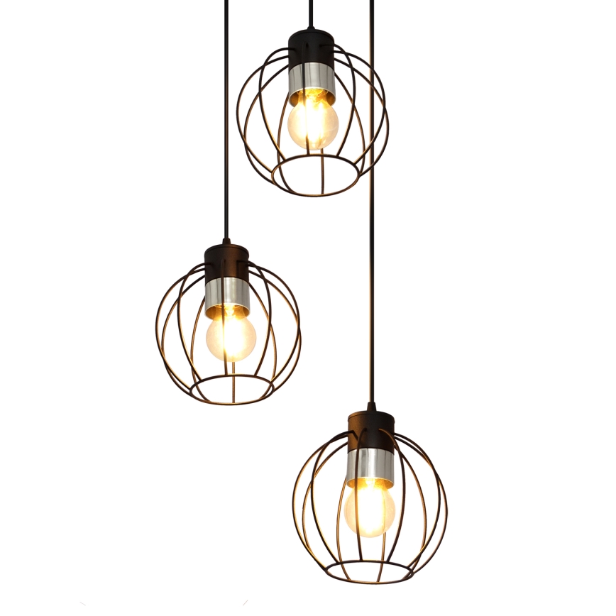 Pendel STARLIGHT 3xE27/15W/230V sort/sølvfarvet