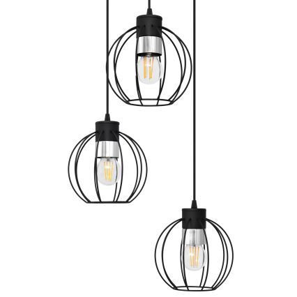 Pendel STARLIGHT 3xE27/15W/230V sort/sølvfarvet