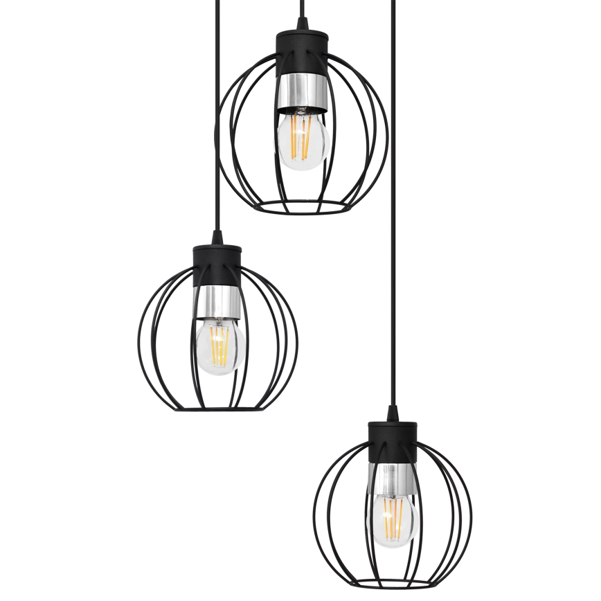 Pendel STARLIGHT 3xE27/15W/230V sort/sølvfarvet