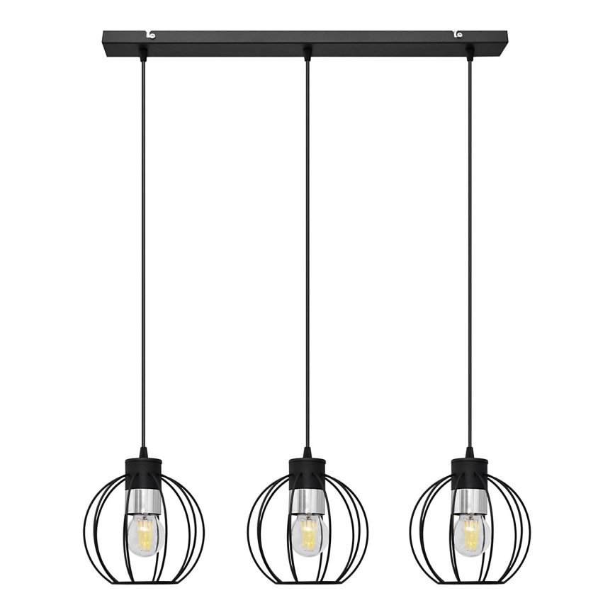 Pendel STARLIGHT 3xE27/15W/230V sort/sølvfarvet