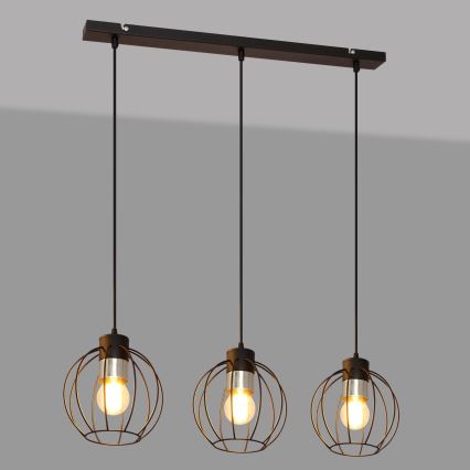 Pendel STARLIGHT 3xE27/15W/230V sort/sølvfarvet