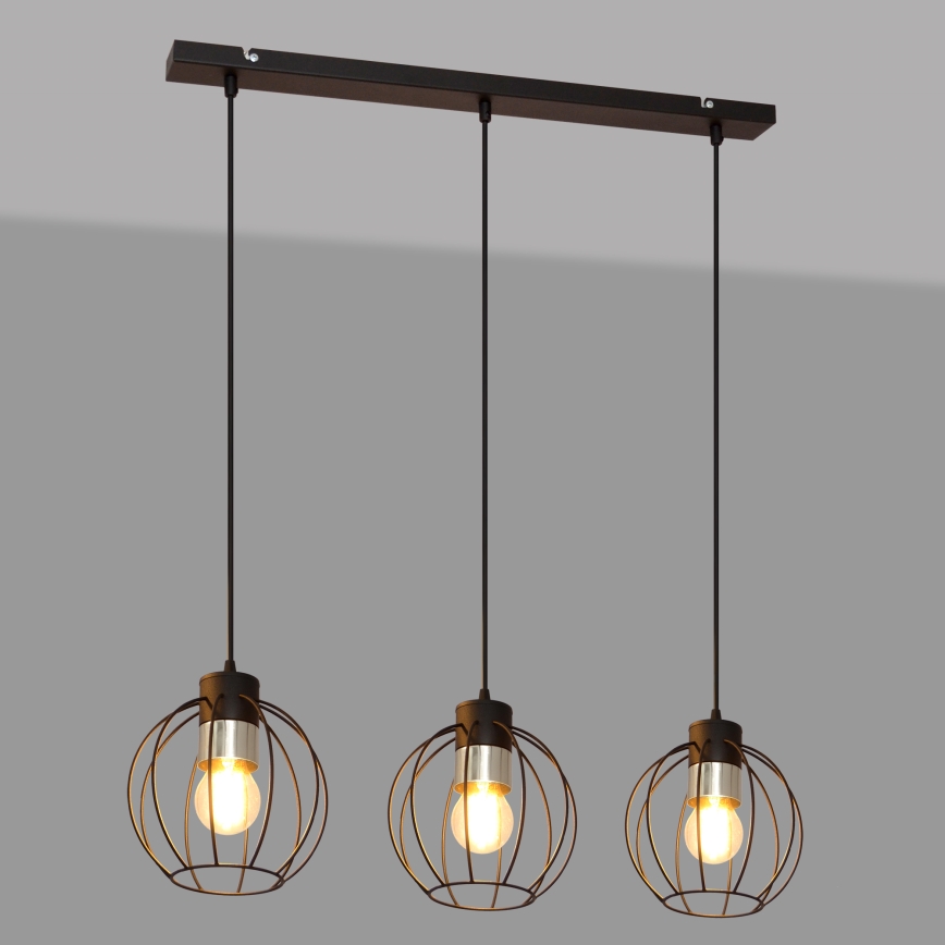 Pendel STARLIGHT 3xE27/15W/230V sort/sølvfarvet