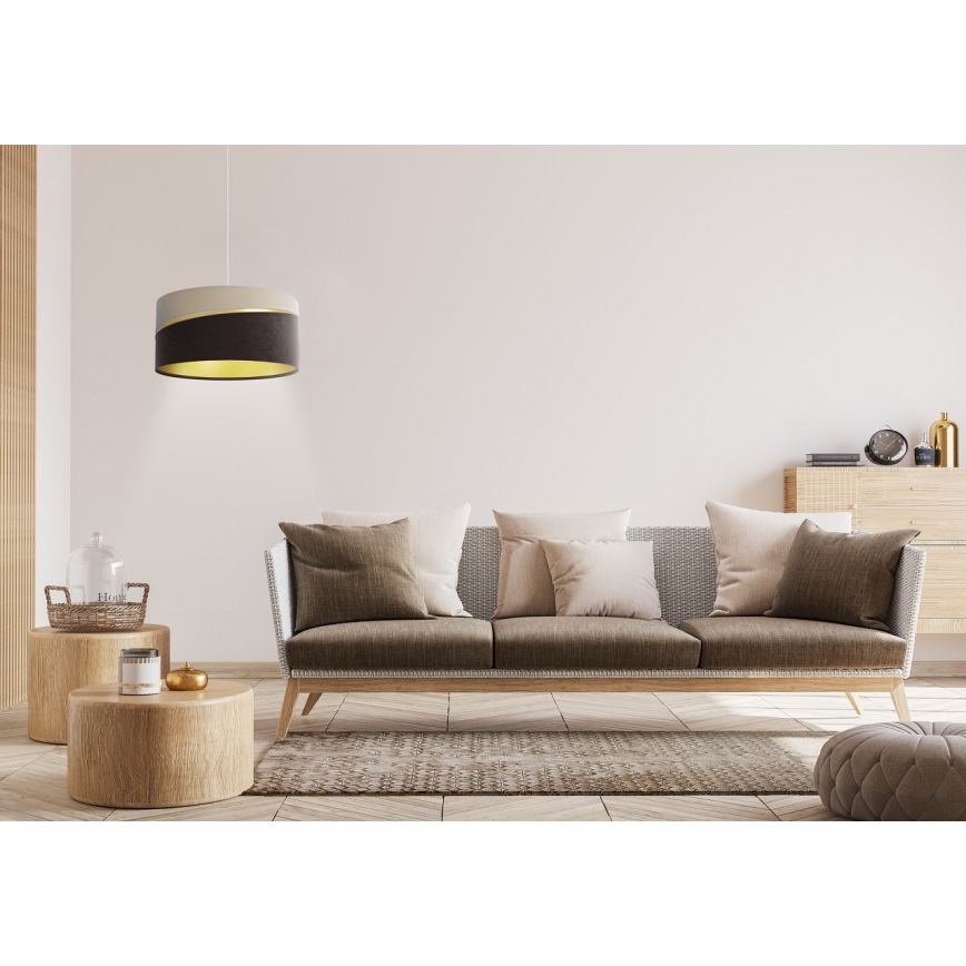 Pendel SWING 1xE27/60W/230V brun/beige/guldfarvet