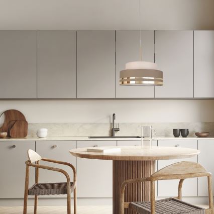 Pendel TAMI 1xE27/60W/230V beige/brun/guldfarvet