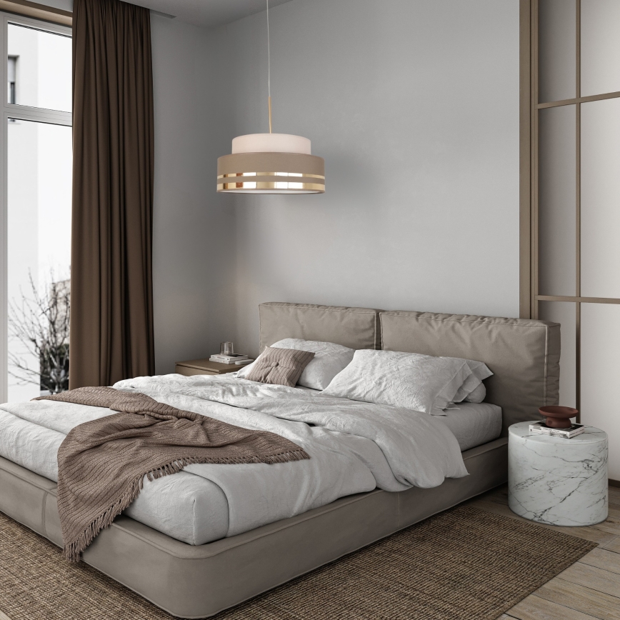 Pendel TAMI 1xE27/60W/230V beige/brun/guldfarvet