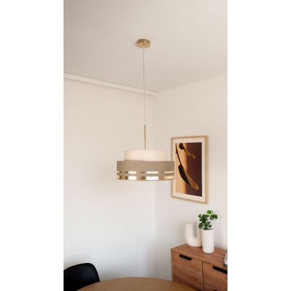 Pendel TAMI 1xE27/60W/230V beige/brun/guldfarvet