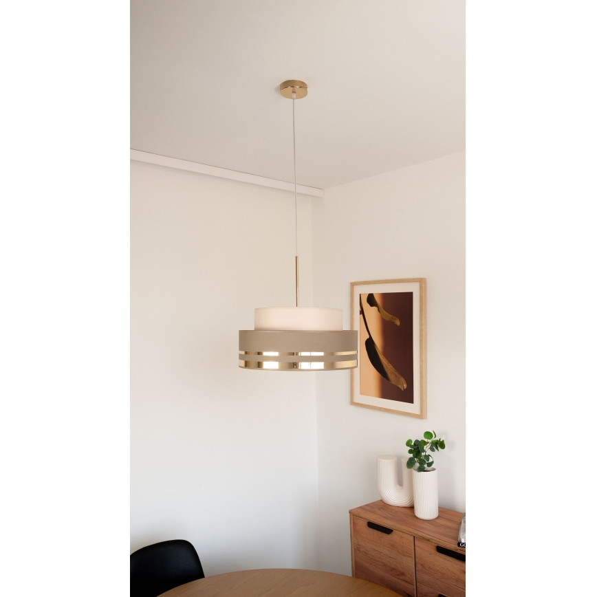 Pendel TAMI 1xE27/60W/230V beige/brun/guldfarvet
