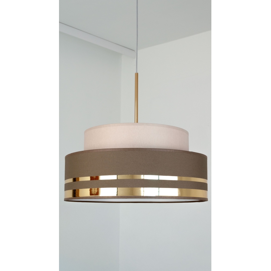Pendel TAMI 1xE27/60W/230V beige/brun/guldfarvet