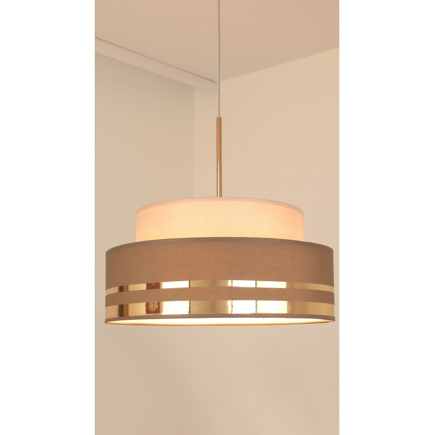 Pendel TAMI 1xE27/60W/230V beige/brun/guldfarvet