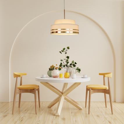 Pendel TAMI 1xE27/60W/230V beige/guldfarvet