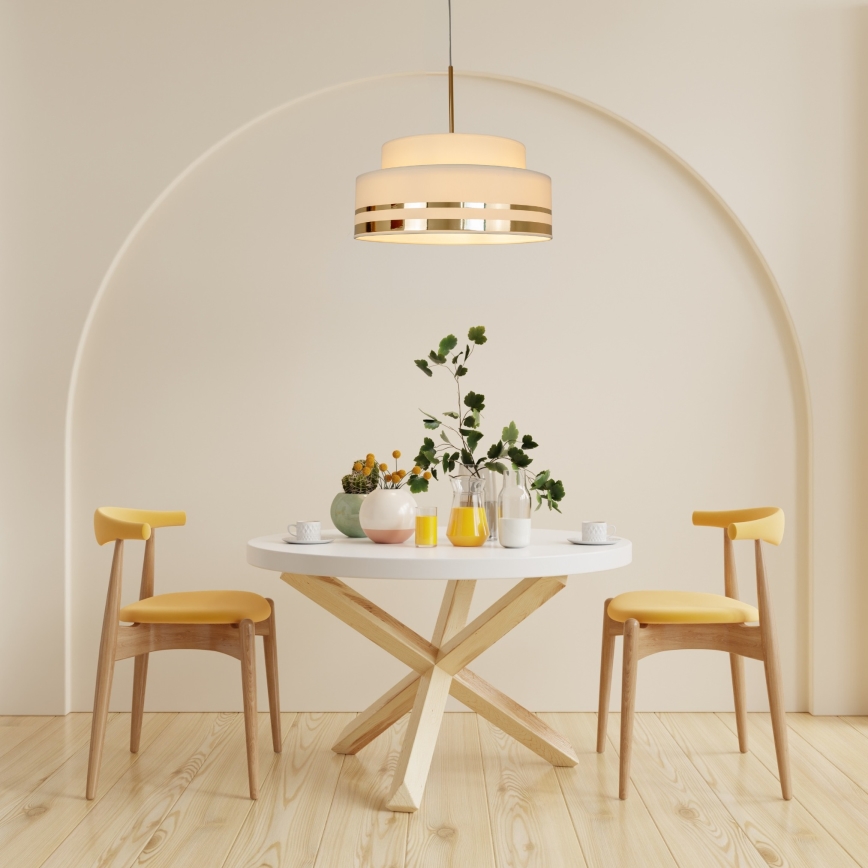 Pendel TAMI 1xE27/60W/230V beige/guldfarvet