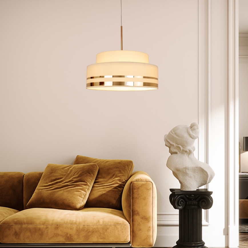 Pendel TAMI 1xE27/60W/230V beige/guldfarvet