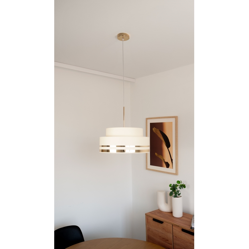 Pendel TAMI 1xE27/60W/230V beige/guldfarvet