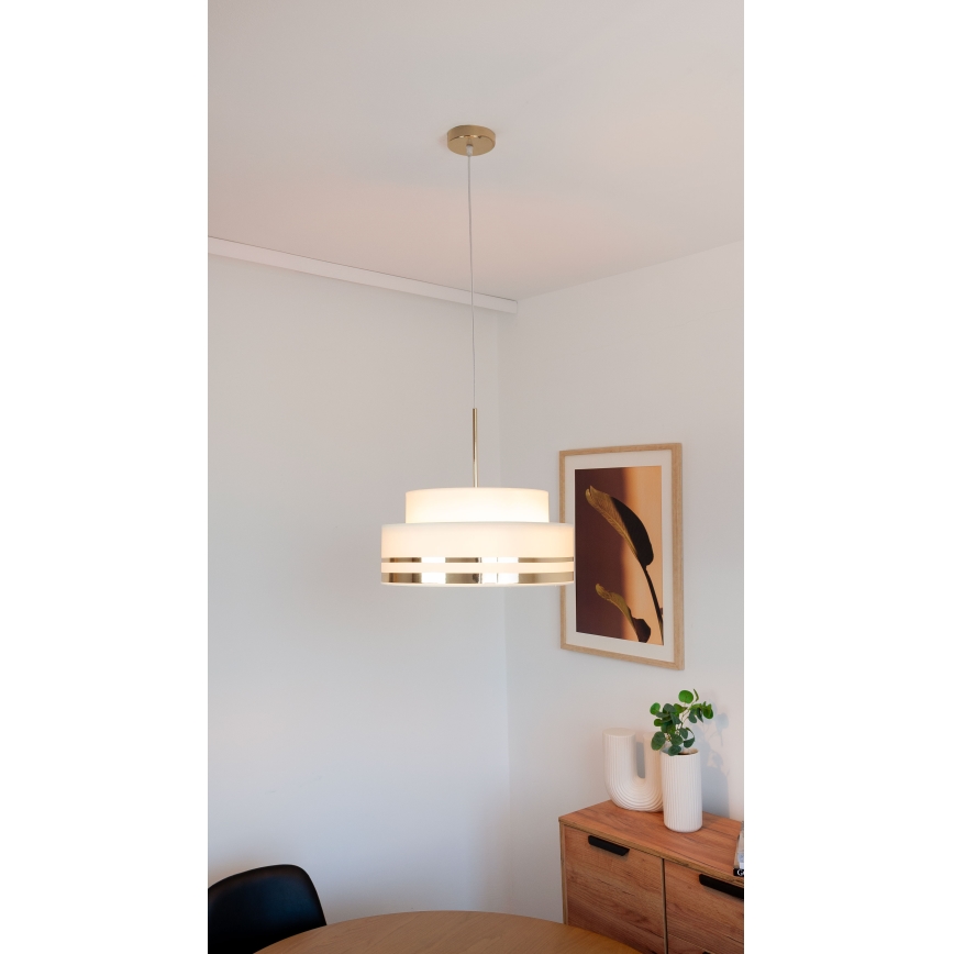Pendel TAMI 1xE27/60W/230V beige/guldfarvet