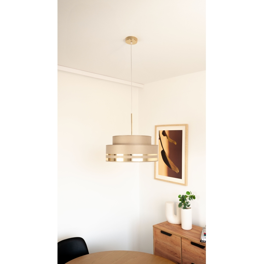 Pendel TAMI 1xE27/60W/230V brun/guldfarvet