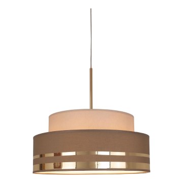 Pendel TAMI 1xE27/60W/230V diameter 40 cm beige/brun/guldfarvet