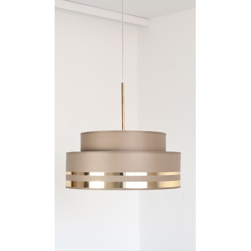 Pendel TAMI 1xE27/60W/230V diameter 40 cm brun/guldfarvet