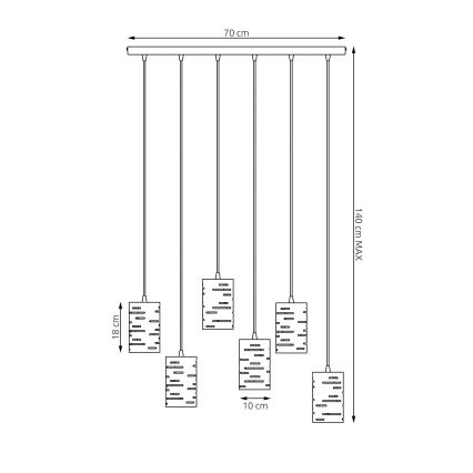 Pendel TANK 6xE27/15W/230V sort