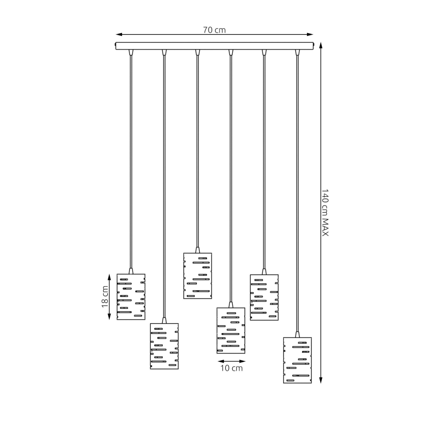 Pendel TANK 6xE27/15W/230V sort