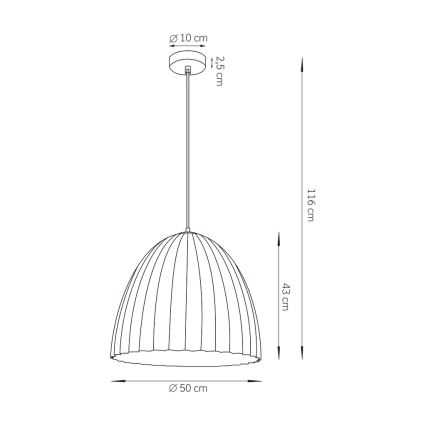 Pendel TELMA 1xE27/60W/230V diameter 50 cm brun/guldfarvet