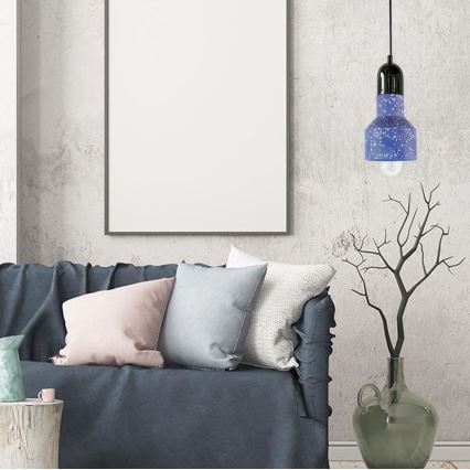 Pendel TERRAZZO 1xE27/60W/230V diameter 12 cm blå