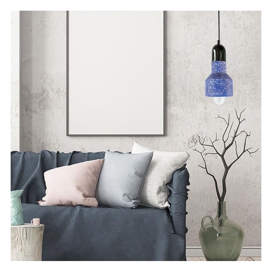 Pendel TERRAZZO 1xE27/60W/230V diameter 12 cm blå