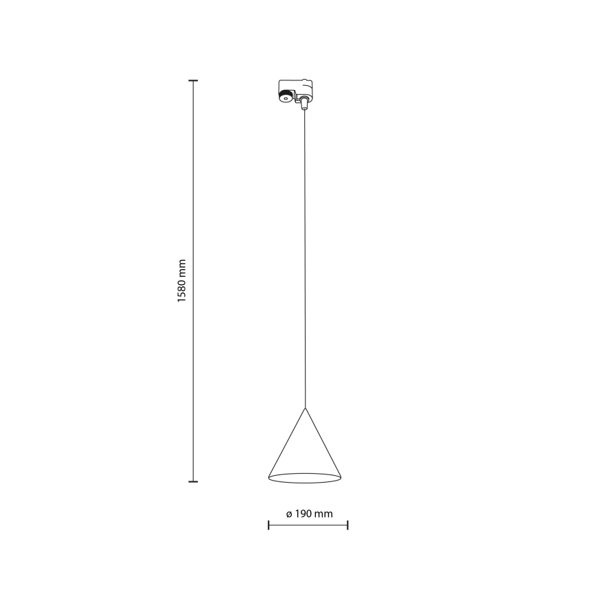 Pendel til 1-faset skinnesystem CONO 1xE27/15W/230V sort/grå