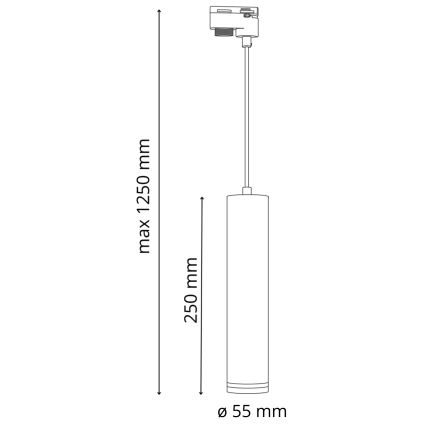 Pendel til skinnesystem PARIS 3xGU10/10W/230V + 1 m skinne system hvid