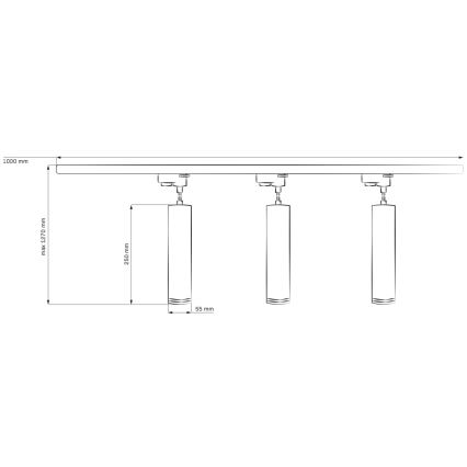 Pendel til skinnesystem PARIS 3xGU10/10W/230V + 1 m skinne system hvid