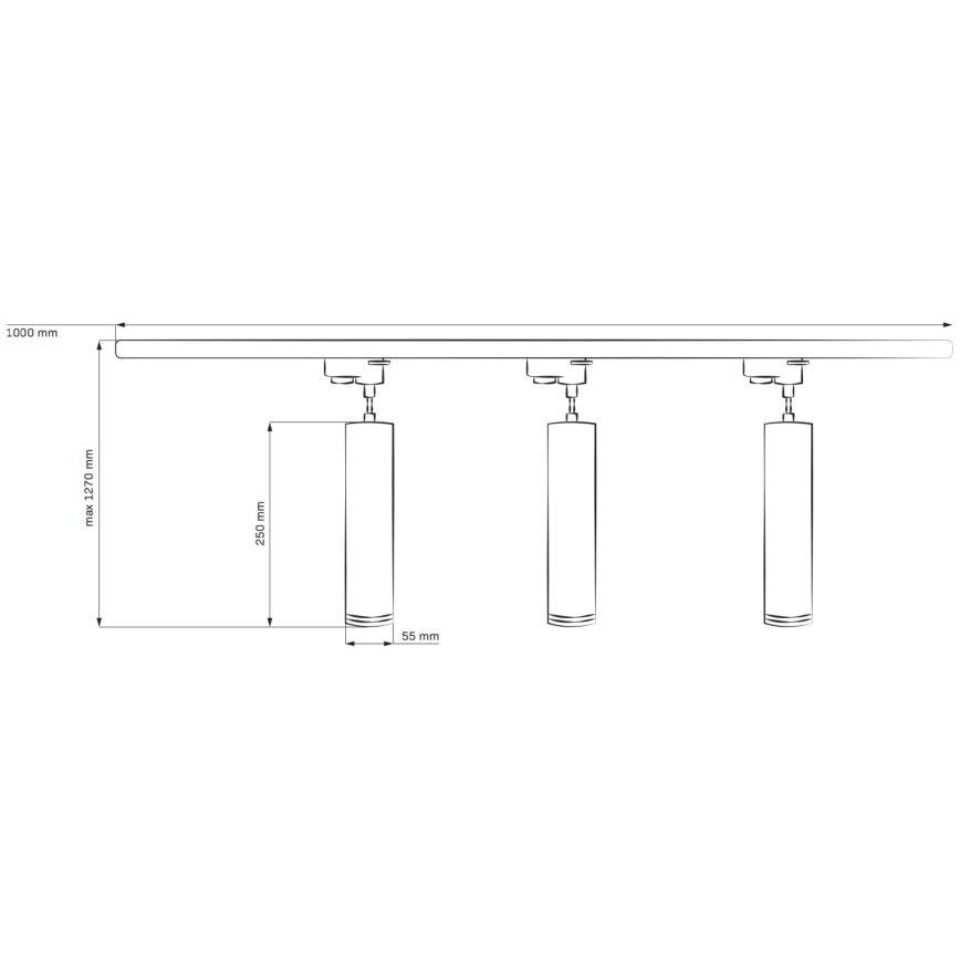 Pendel til skinnesystem PARIS 3xGU10/10W/230V + 1 m skinne system hvid