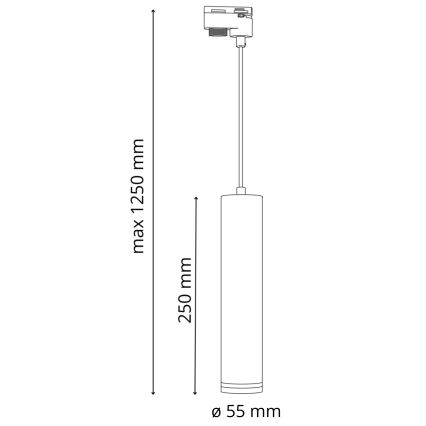 Pendel til skinnesystem PARIS 3xGU10/10W/230V + 1 m skinne system sort