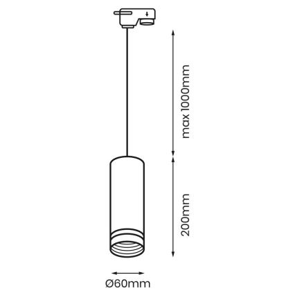 Pendel til skinnesystem PIPE 1xGU10/25W/230V sort