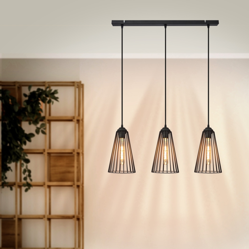 Pendel TORRI 3xE27/15W/230V sort