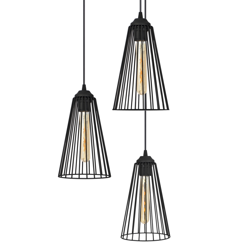Pendel TORRI 3xE27/15W/230V sort
