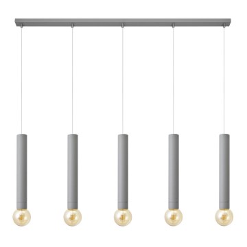 Pendel TUBA 5xE27/15W/230V grå
