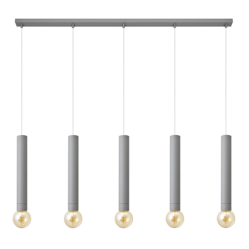 Pendel TUBA 5xE27/15W/230V grå