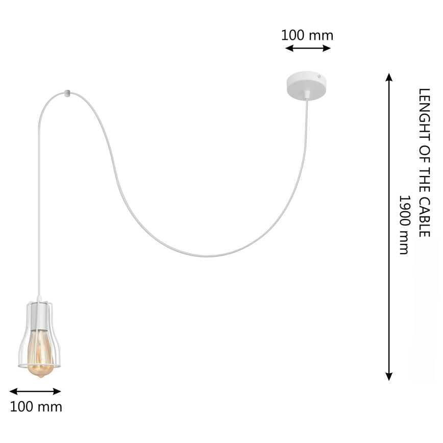 Pendel TUBE 1xE27/15W/230V hvid
