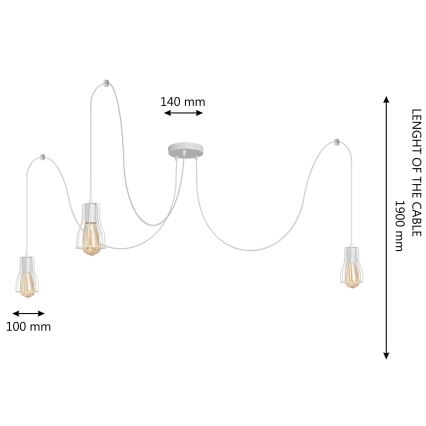 Pendel TUBE 3xE27/15W/230V edderkop hvid