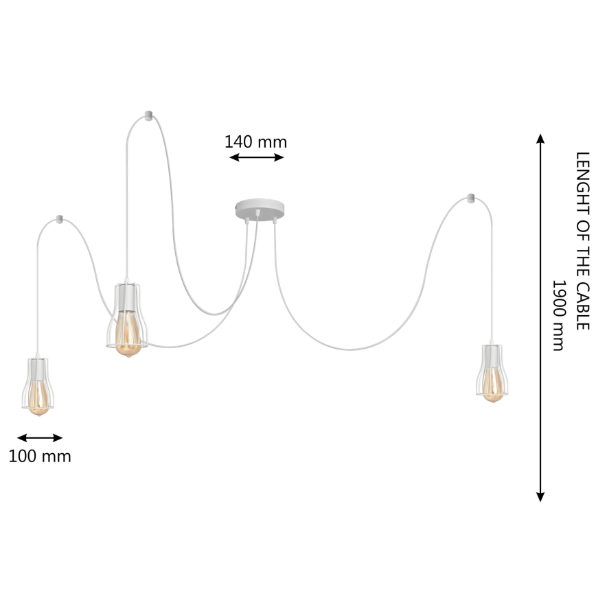 Pendel TUBE 3xE27/15W/230V edderkop hvid
