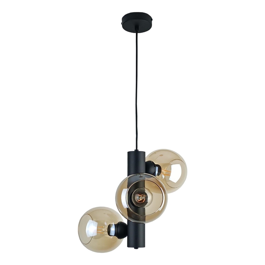 Pendel TUBE 3xE27/60W/230V sort/røget beige