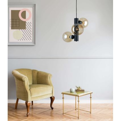 Pendel TUBE 3xE27/60W/230V sort/røget beige