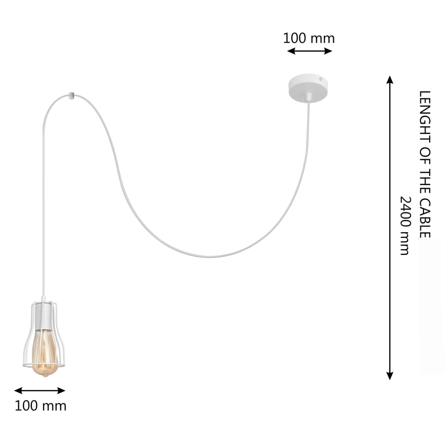 Pendel TUBE LONG 1xE27/15W/230V hvid